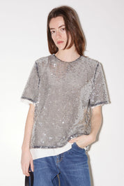 T-SHIRT À SEQUINS MARTIAL SILVER - ROSEANNA