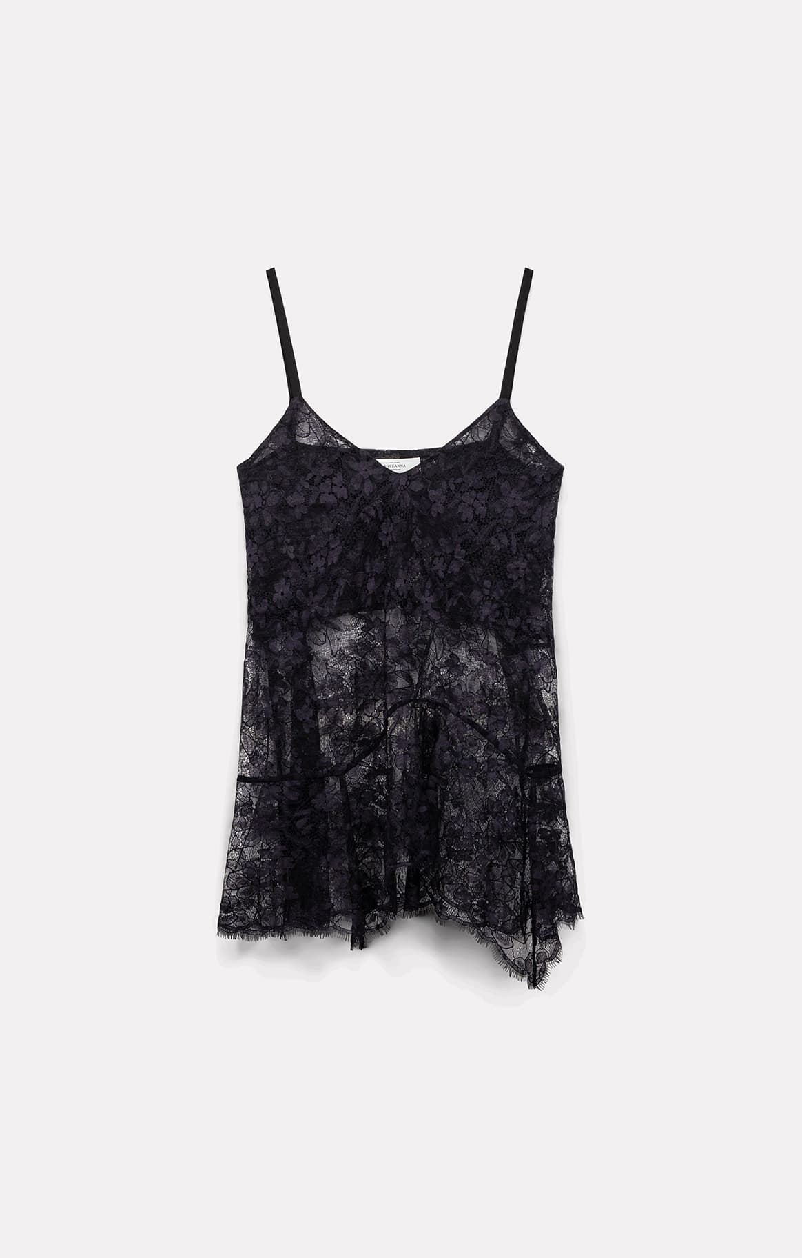 TOP À BRETELLES LATTE EN DENTELLE NAVY - ROSEANNA