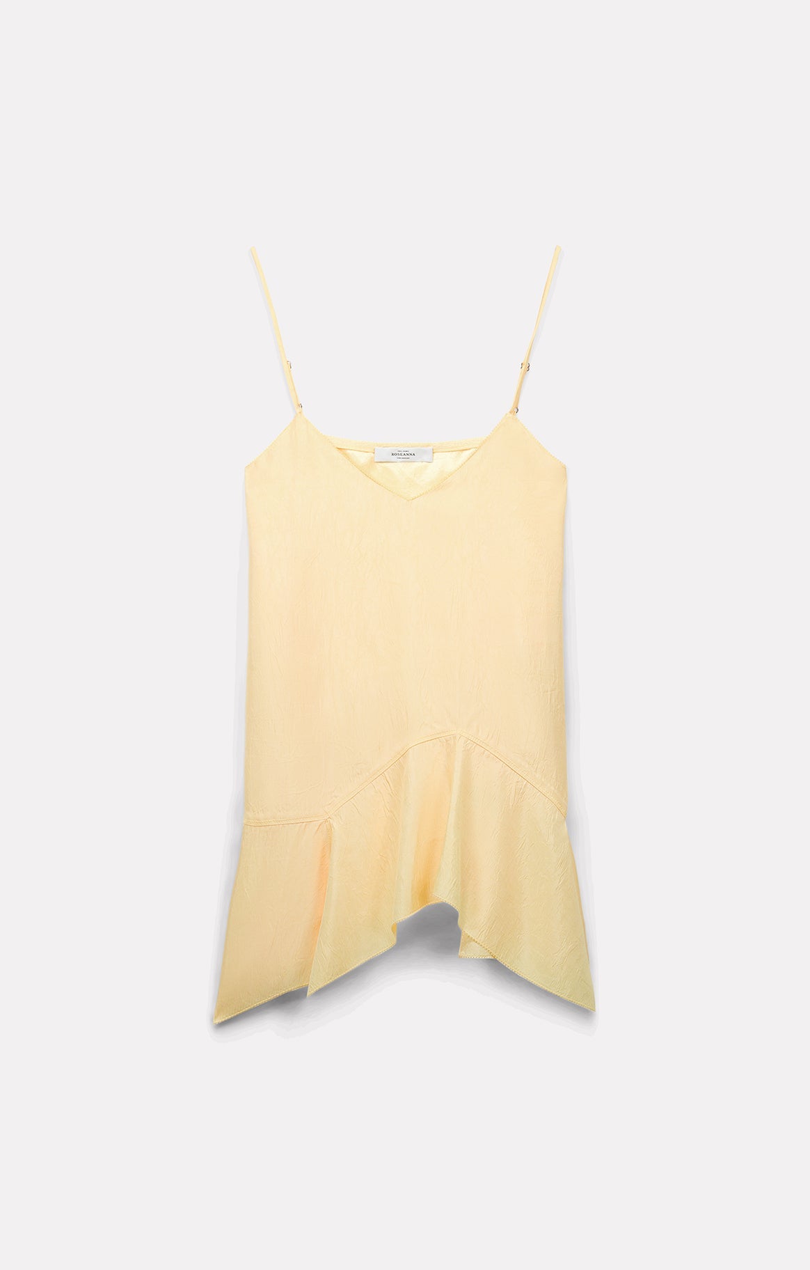 TOP À BRETELLES LATTE EN SATIN D'ACÉTATE JAUNE - ROSEANNA