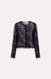 TOP À MANCHES LONGUES LILI EN DENTELLE NAVY - ROSEANNA