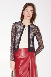 TOP À MANCHES LONGUES LILI EN DENTELLE NAVY - ROSEANNA