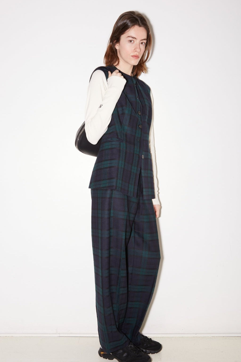 TOP SANS MANCHES STELLA EN LAINE TARTAN - ROSEANNA