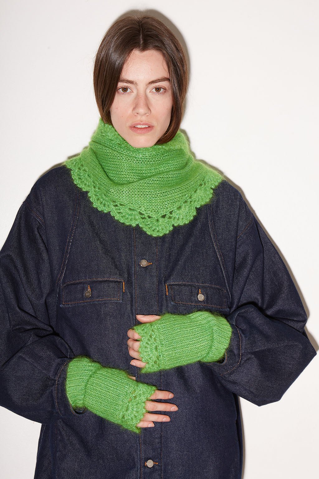 tour de cou rio feston - maille vert - ROSEANNA