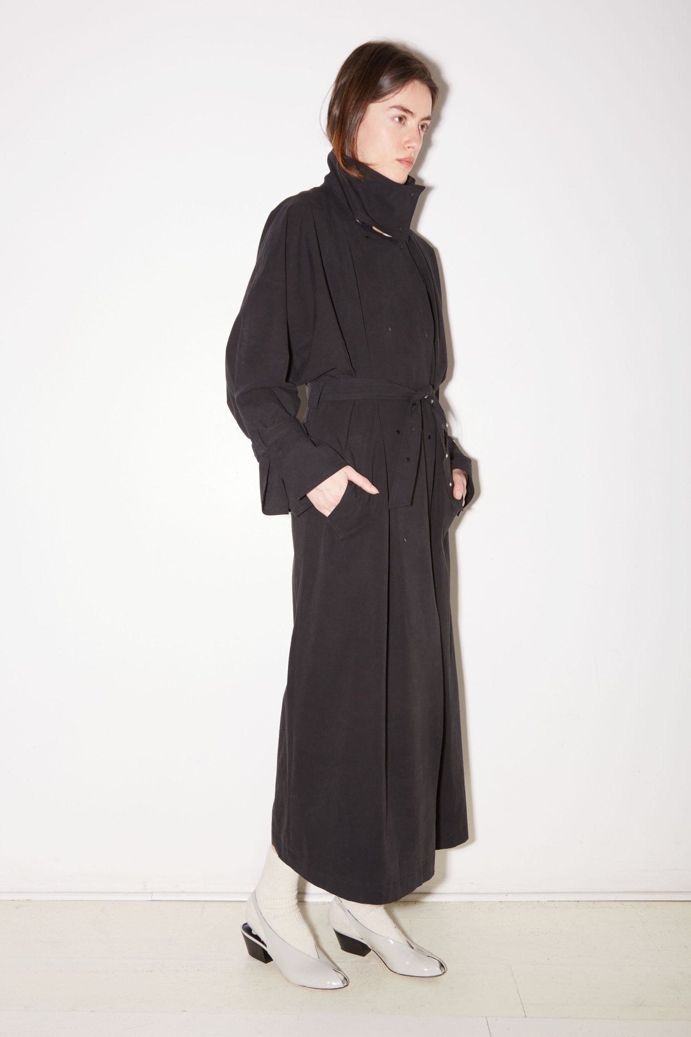 TRENCH YOKO EN COTON CHARBON EFFET STONE-WASHED - ROSEANNA