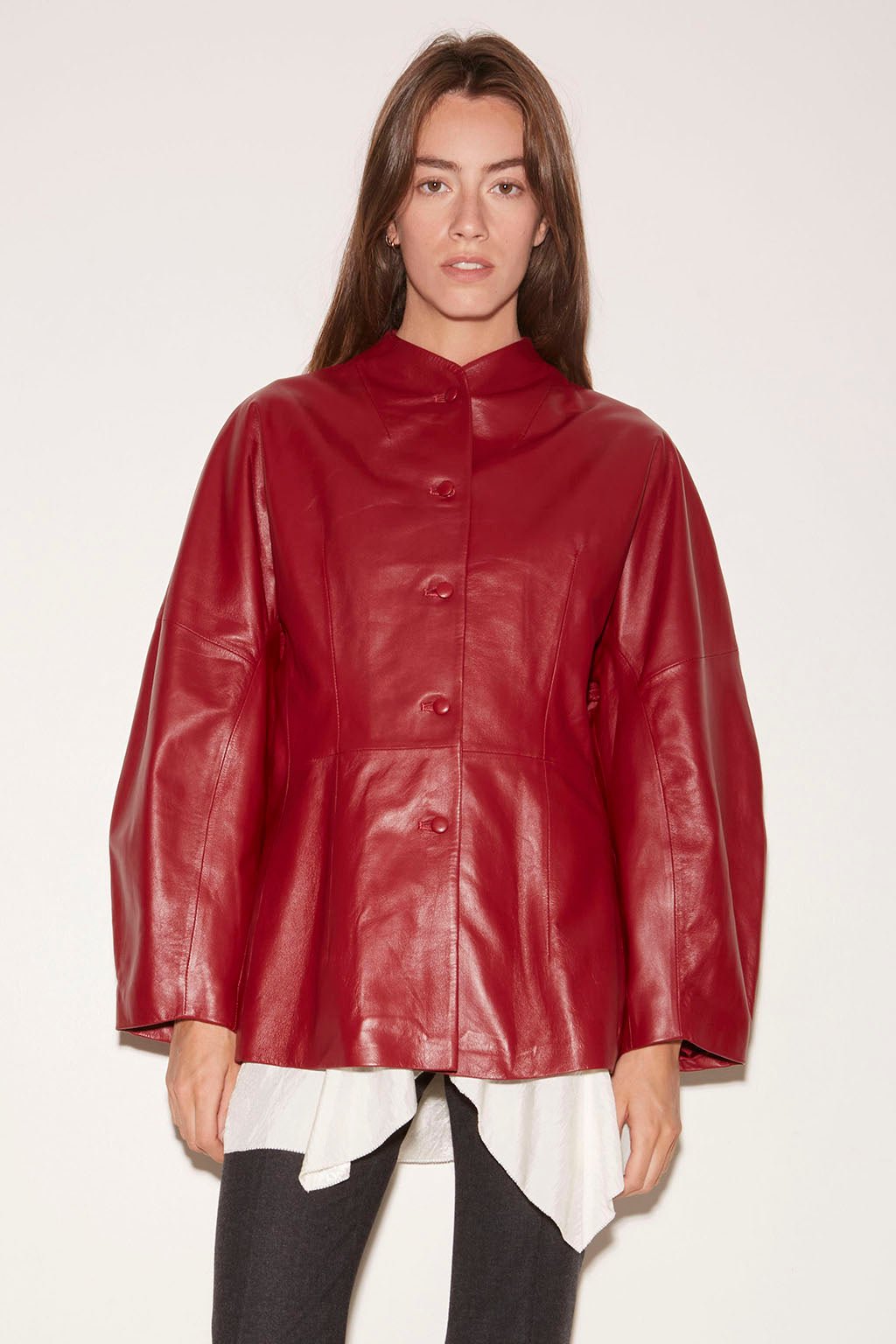 VESTE AJUSTÉE CHARLIE EN CUIR LIPSTICK - ROSEANNA