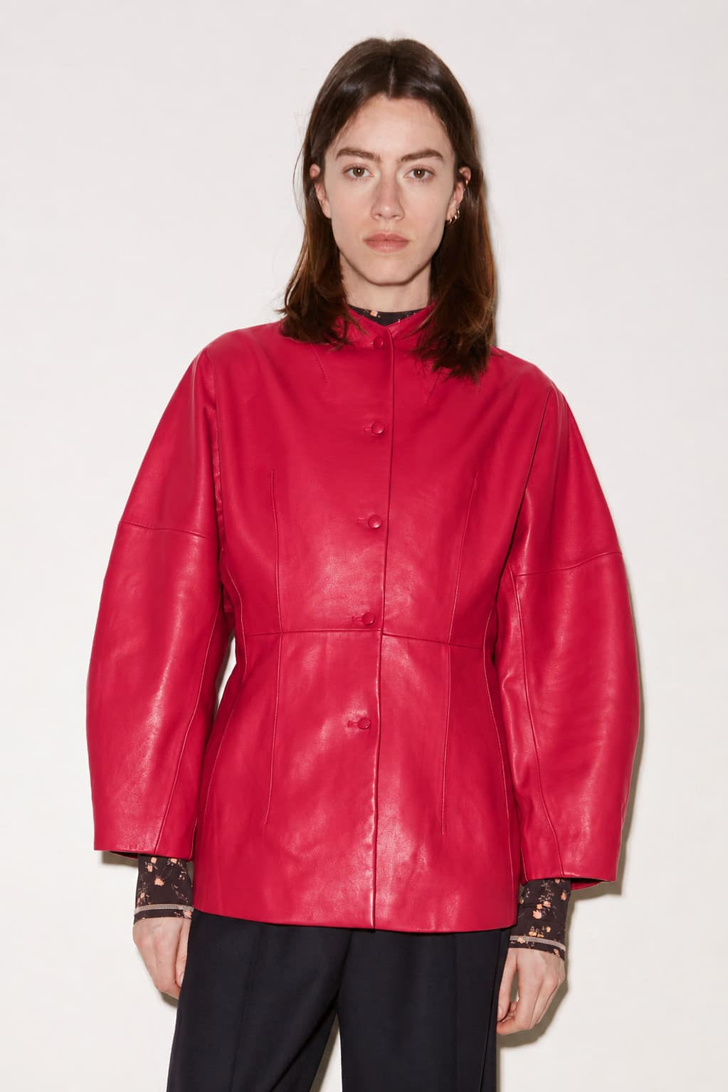 VESTE AJUSTÉE CHARLIE EN CUIR LIPSTICK - ROSEANNA