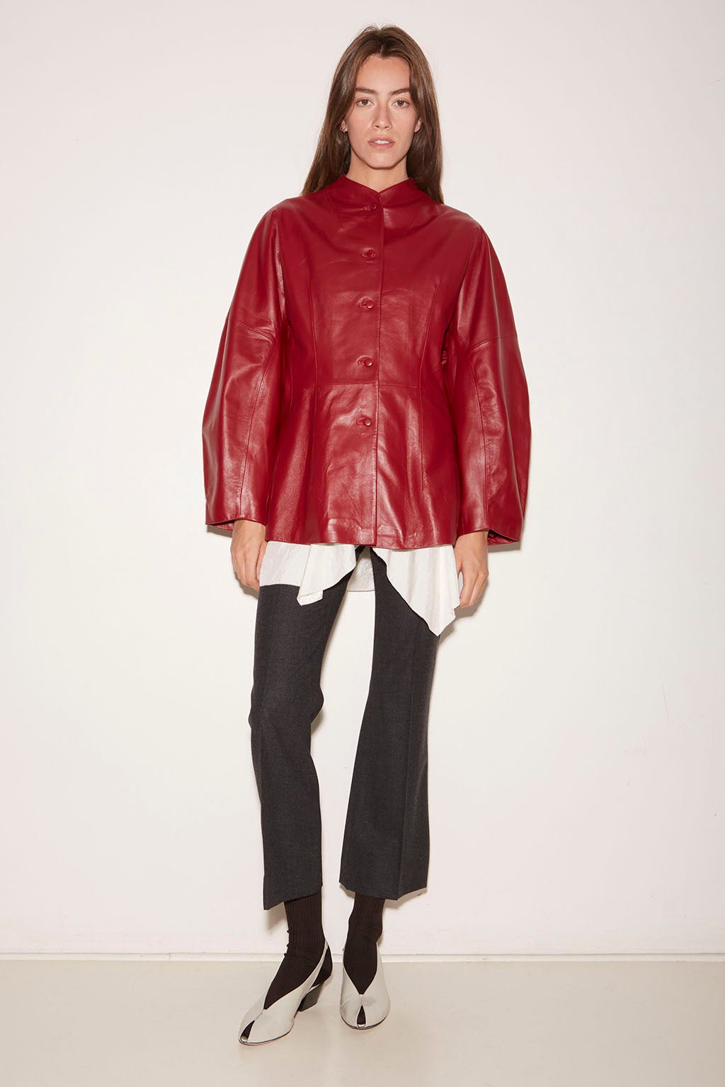 VESTE AJUSTÉE CHARLIE EN CUIR LIPSTICK - ROSEANNA