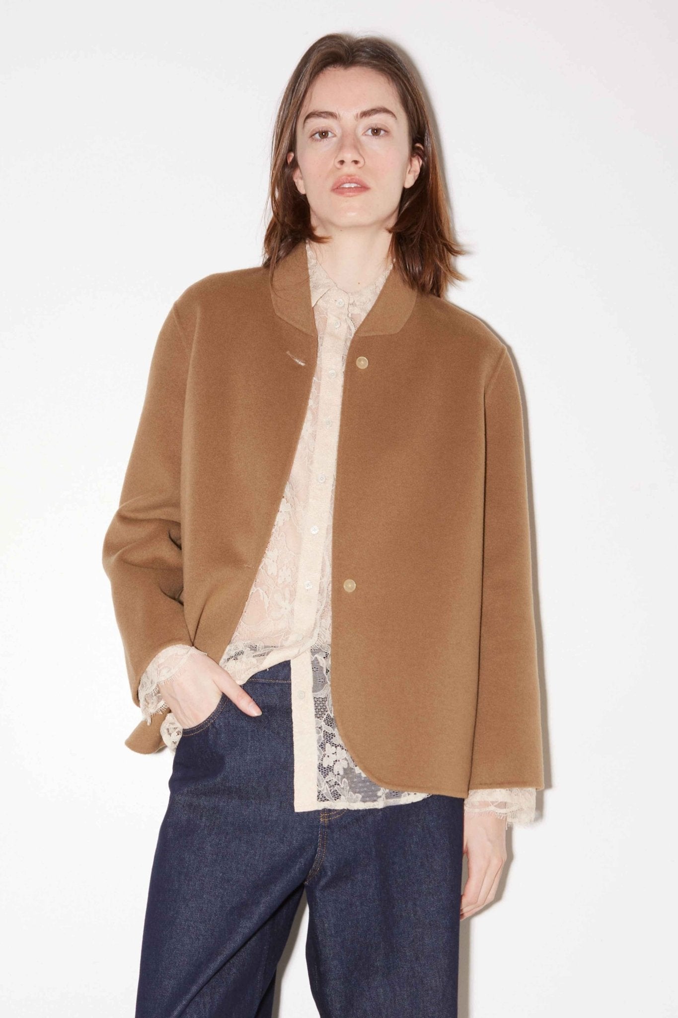 VESTE KAIA OVERSIZE EN LAINE BEIGE - ROSEANNA